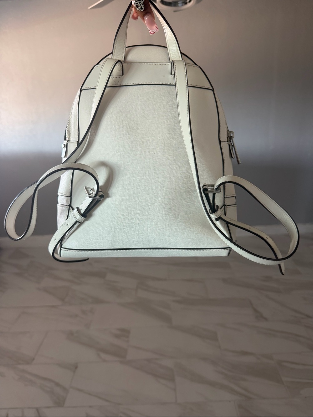 White Leather Backpack for Women - Sleek Everyday Bag
